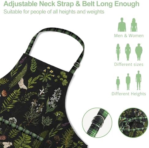 Kitchen Aprons for Women with 2 Pocket Adjustable Cute Vintage Holiday Gift