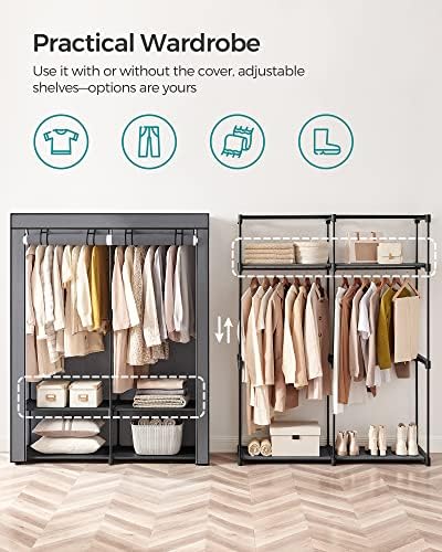 SONGMICS Closet Wardrobe, Clothes Storage, 55.1 x 16.9 x 68.5 Inches