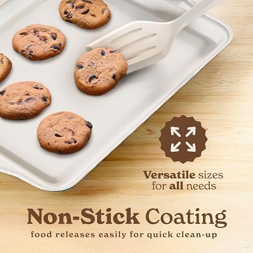 Country Kitchen Nonstick Stackable Bakeware Set - Durable, Easy Release Baking Set, Cream, 14 Pcs