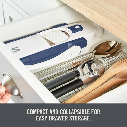 Zakarian by Dash Safe Slice® Mandoline - Features Thickness Adjuster, Stainless Steel Blades, and Foldable, Easy-To-Store Design - Zakarian Blue