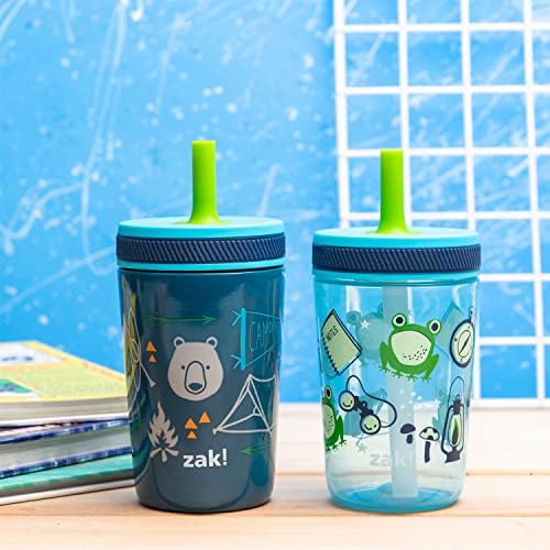 Zak Designs Campout Camping Kelso Leak-Proof Toddler Straw Cups, 3pc Set