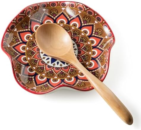 Miamolo Ceramic Spoon Rest for Kitchen Counter, Cooking Spoon Holder, Boho