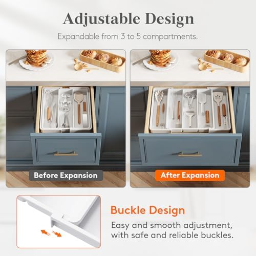 Lifewit Utensil Organizer for Kitchen Drawers, Expandable Utensil Tray