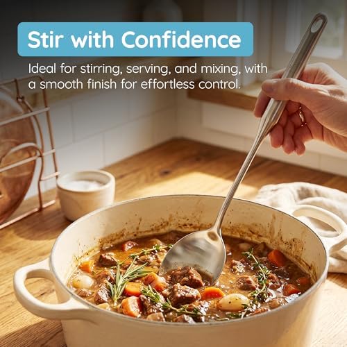 Millvado Big Cooking Spoon Stainless Steel - 15 In. Metal Kitchen Utensil