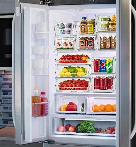 Sorbus Clear Pantry Organizer with Stackable Storage Bins, Open Front