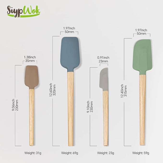 Silicone Spatula Set, Food Grade Rubber Spatula-4 Piece Nonstick Rubber Spatulas - Image 7