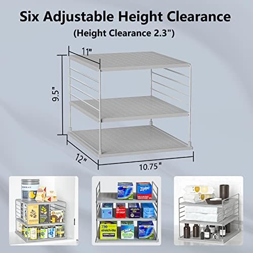 2 PACK Cabinet Organizer- Divided Compartment Holder for Foil and Plastic Wrap- Upgraded Pantry Organizers and Storage for Kitchen(Gray)