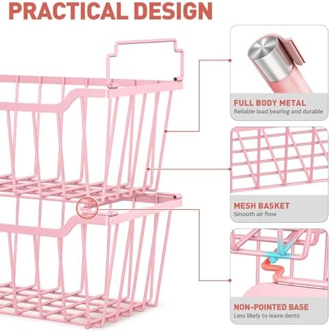 Goovilla Freezer Organizer Bins for 5-7 Cu.FT Chest Freezer, 4 Pack Pink