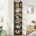 Tribesigns 78.7 Inch Tall Skinny Narrow Bookshelf Bookcase, Brown