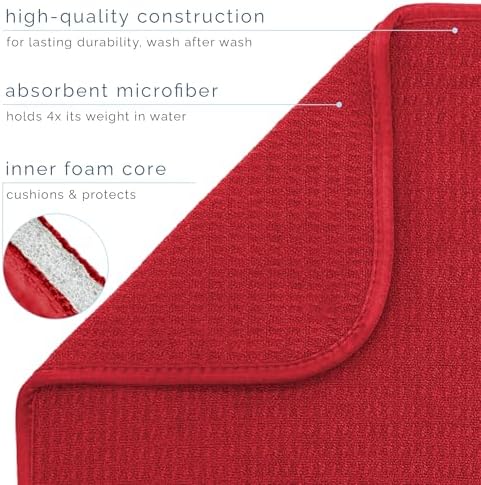 S&T INC. Dish Drying Mat, 18" x 24", XL, Red