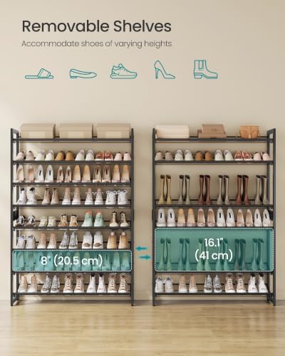 SONGMICS Metal Shoe Rack, 8-Tier Shoe Orgainzer, Holds 40-48 Pairs
