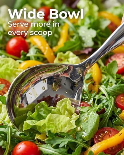 Zulay Kitchen Stainless Steel Serving Spoon - 11.5” Large Cooking & Serving Spoon with Ergonomic Handle - Durable, Rust-Resistant & Dishwasher Safe Kitchen Utensil for Cooking and Buffets