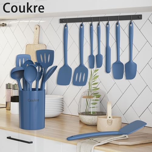 Coukre Silicone Kitchen Cooking Utensils Set, Heat Resistant, 14-Piece
