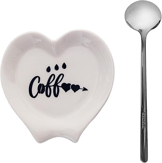 Heart-shaped Coffee Spoon Rest, Mini Coffee Spoon Holder, Small Ceramic Spoon by PFCTRJR