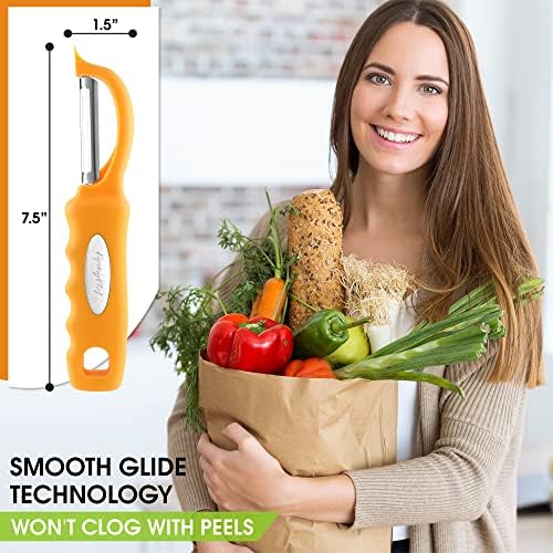 Spring Chef Swivel Potato Peeler for Kitchen w/ Soft Grip Handle, Mango