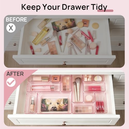 Vtopmart 25 Pack Plastic Drawer Organizers with Anti-slip Rubber Pads