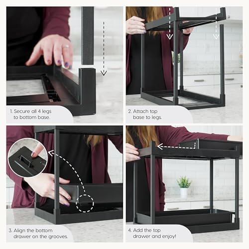 IRIS USA Under Sink Organizer, 4 Pack, Pull Out Storage Drawers