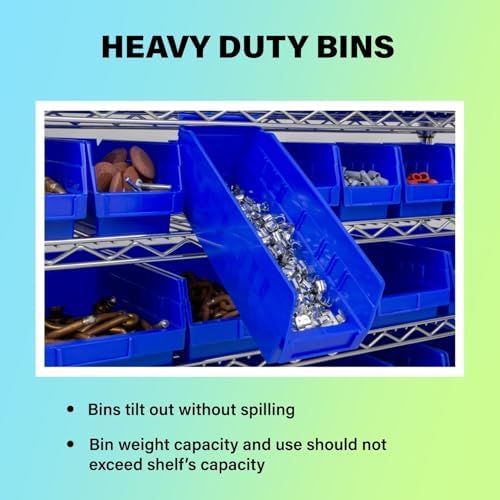 Akro-Mils 30164 Heavy Duty Plastic Shelf Bins, 24"x 6.5"x 4", Blue, 6-Pk