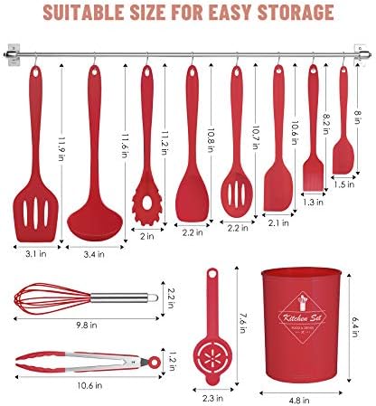 Red Kitchen Utensils Set-12 Pieces Silicone Cooking Utensils Set