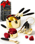 Styled Settings Black and Gold Measuring Cups and Spoons Set, 8-Piece
