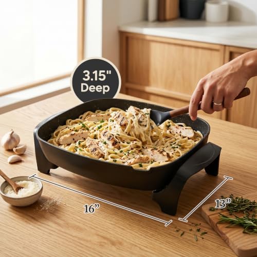 Elite Gourmet 10.5Qt Nonstick Electric Skillet, Extra-Deep 16"x13"