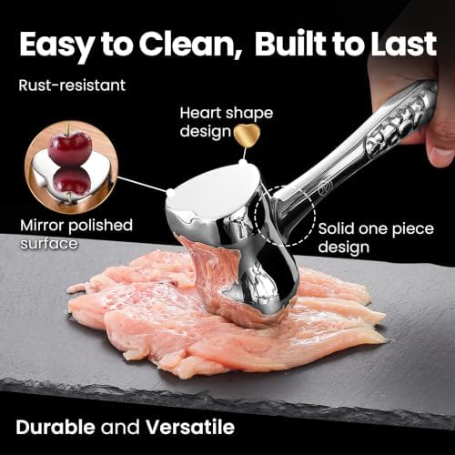 Gourmet Easy Meat Tenderizer Tool Love Heart Design, Lifetime Replacement