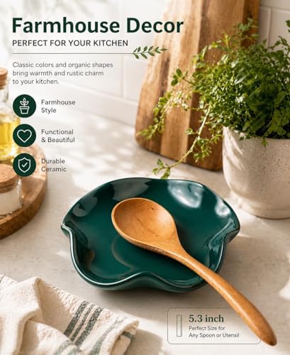 Miamolo Ceramic Spoon Rest for Kitchen Counter, Coffee Bar, Dishwasher Safe