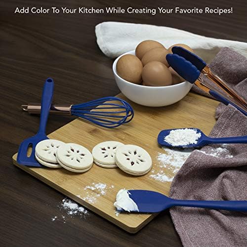 COOK WITH COLOR Silicone Cooking Utensils, Kitchen Utensil Set, Easy to Clean Silicone Kitchen Utensils, Cooking Utensils for Nonstick Cookware, Kitchen Gadgets Set, Mini, Navy