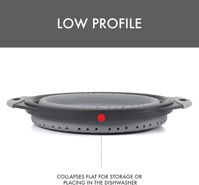 Dexas 8" Collapsible Silicone Colander in Cool Grey, Kitchen Strainer - Image 6
