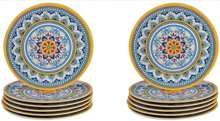 Certified International Portofino 11" Melamine Dinner Plate, Multi Colored, Large, Set of 6 (Pack of 2)