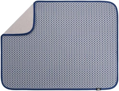 S&T INC. Dish Drying Mat, 18" x 24", XL, Blue Stockinette