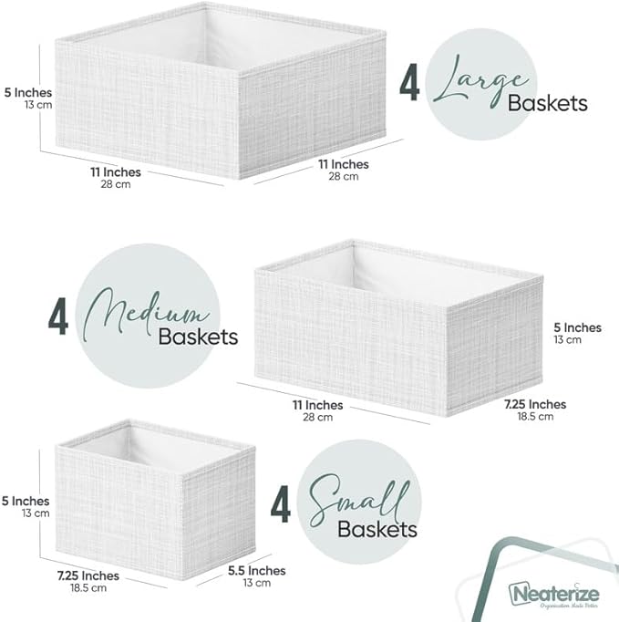 Drawer Organizer Clothes Set of 12 White-Grey - Image 2