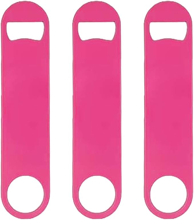 3 Pcs Pink Stainless Steel Heavy Duty Flat Bottle Openers, 7 Inch Solid Beer by Unknown