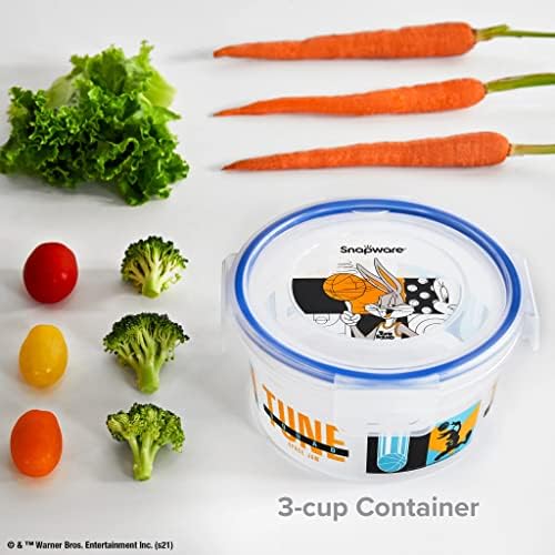 Snapware 8-Pc Plastic Food Storage Container Set, 4.6-Cup & 3-Cup Meal Prep Containers with Lid, BPA-Free Lids with 4 Tab Locking Lids, Dishwasher, Microwave, and Freezer Safe, Space Jam: A New Legacy