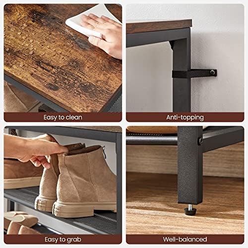 VASAGLE 8-Tier Shoe Rack, 32-40 Pairs, Metal Mesh