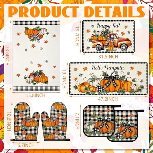 Fanfanwin 10 Pcs Fall Pumpkin Kitchen Decor Set for Home, Cooking Gift