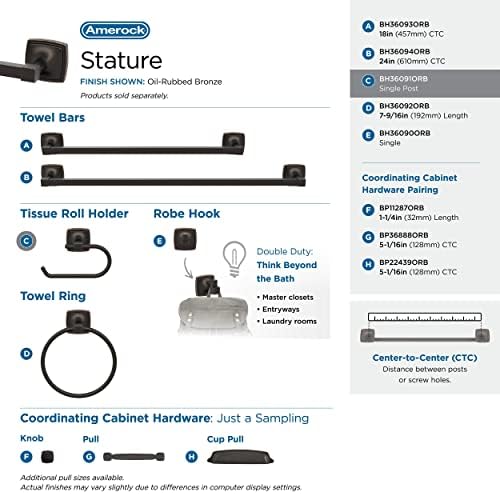 Amerock Stature 6-5/16" Oil-Rubbed Bronze Single Post Toilet Paper Holder