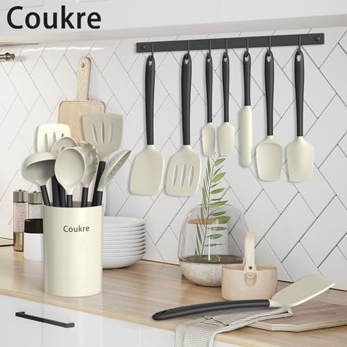 Coukre Silicone Kitchen Cooking Utensils Set, Heat Resistant, 14-Piece