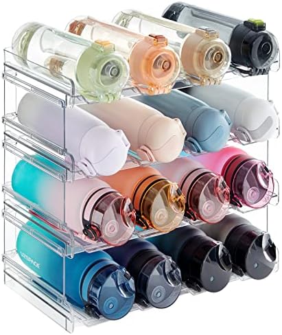 Lifewit Stackable Water Bottle Organizer for Cabinet, Clear Tumbler Holder