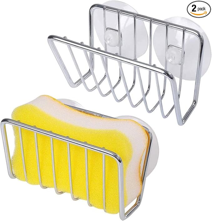Toplife Sponge Holder for Kitchen Sink, Stainless Steel Suction Cup Sponge Caddy by Toplife