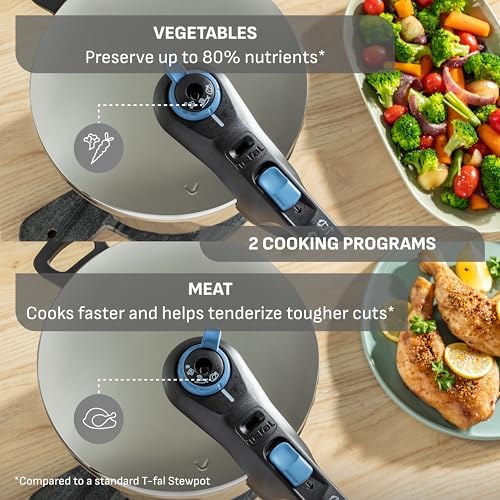 T-Fal Secure Trendy Stainless Steel Pressure Cooker, 8.5 qt, Induction