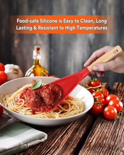 Badiano Silicone Cooking Spoon for Nonstick Cookwares, Multi-function,11.4"