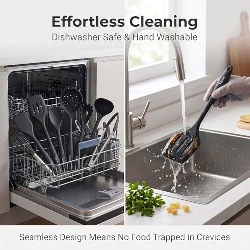 Vayvnt Kitchen Utensils Set, 10PCS Silicone Utensils Set for Cooking, Black
