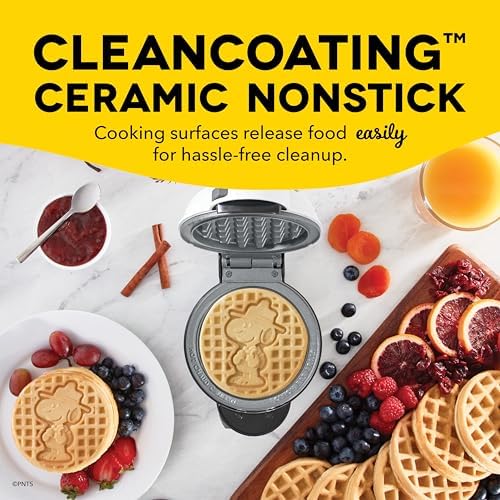 Peanuts x Dash Snoopy MultiMaker Mini Waffle Maker, Ceramic Nonstick, White