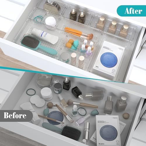 23 PCS Plastic Drawer Organizers Set, 4 Size Desk Drawer Organizer Trays
