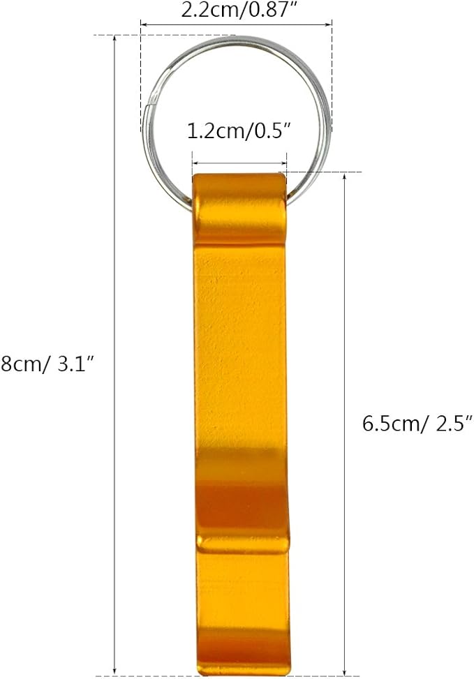 cnomg 16 pcs 8 Colored Metal Bottle Opener, Split Key Ring Chain Keychain Bulk - Image 2
