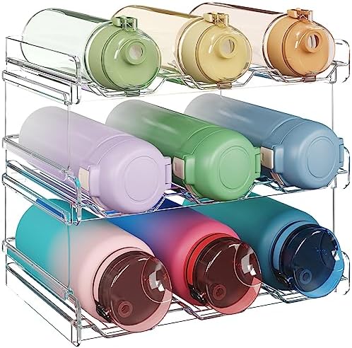 Lifewit Stackable Water Bottle Organizer for Cabinet, Clear Tumbler Holder