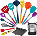 HOTEC Silicone Kitchen Cooking Utensils Set, 14pcs Multicolor