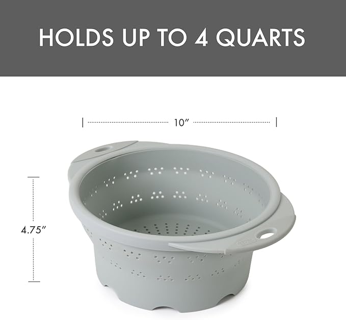 Dexas 10" Collapsible Silicone Colander in Sage, Kitchen Strainer - Image 3