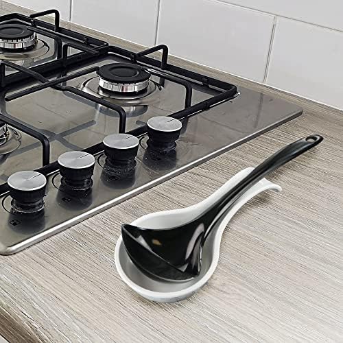 Reston Lloyd Kitchen Counter Utensil Spoon Rest, Ladles, Spaghetti Forks, & Spatulas, Durable BPA-Free Plastic – Dishwasher Safe, Décor, Space Saving Hanging Hole on Handle, White